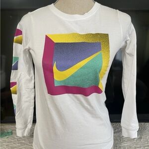 Nike White Long Sleeve with Colorful Graphic